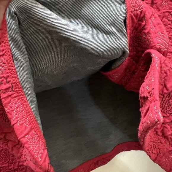 2/$30 J Jill Stretch Embroidered Button Up Thick Shirt Shacket L Red Stretch - Picture 11 of 12